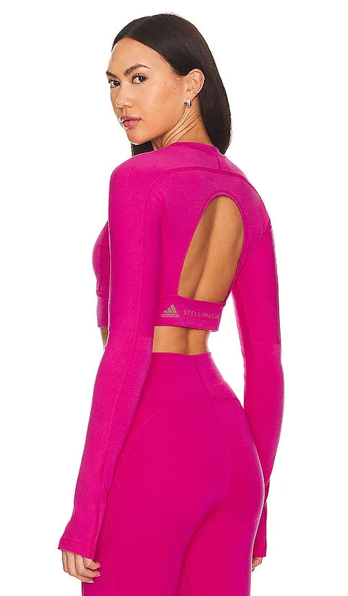 adidas by Stella McCartney True Strength Yoga Crop Top in Fuchsia
