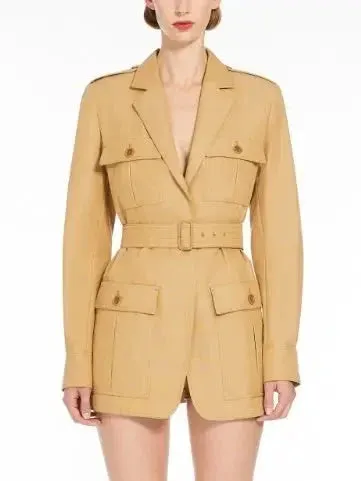 Belted Canvas Long Safari Jacket