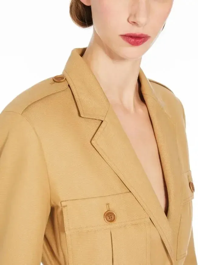 Belted Canvas Long Safari Jacket