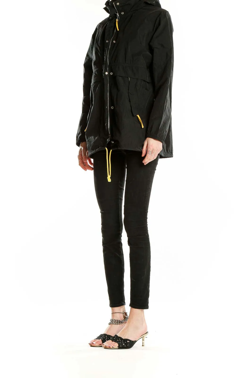 Black Hooded Polyamide Jacket
