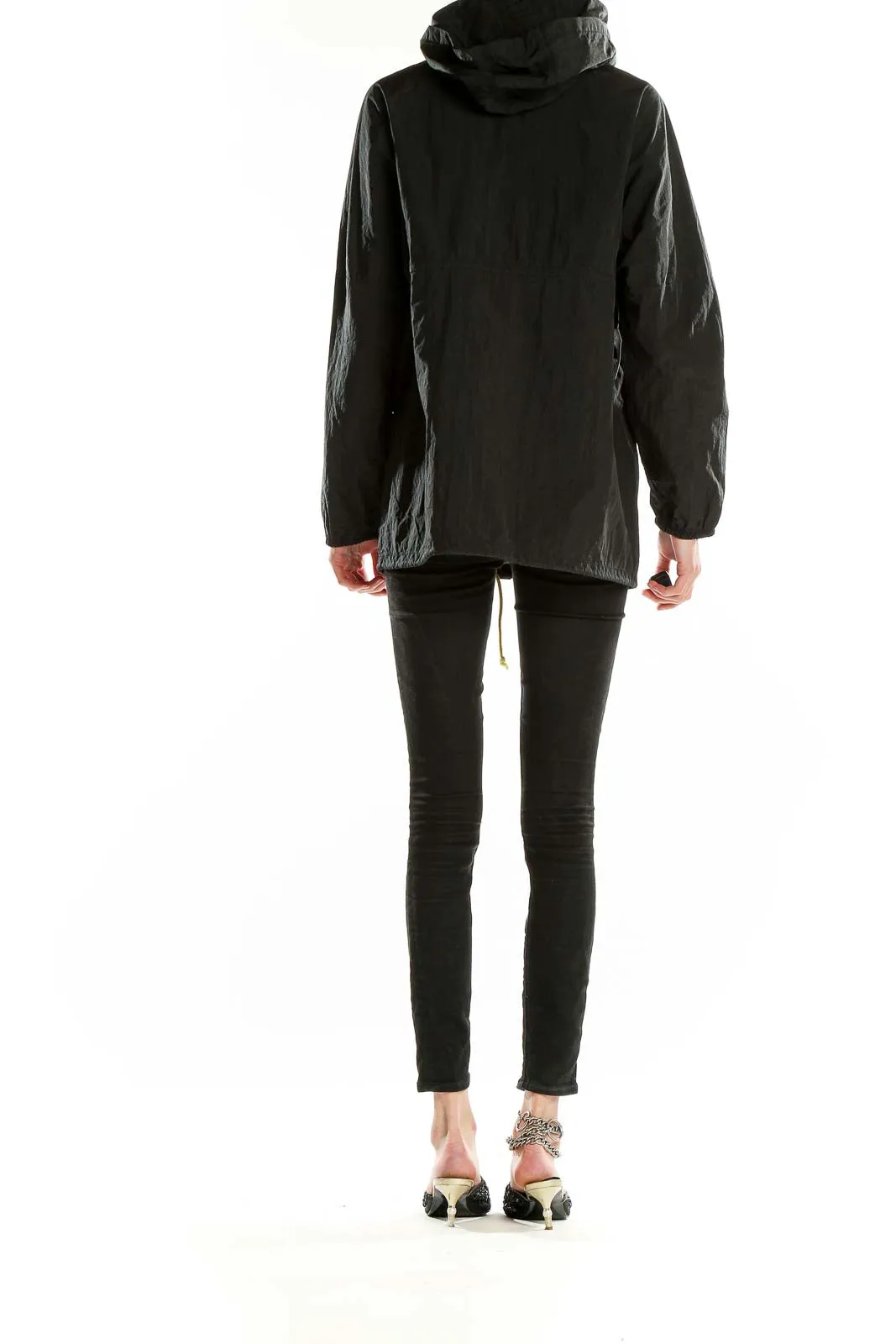 Black Hooded Polyamide Jacket