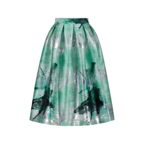 Bouffant Silk Midi Skirt - Mint Green