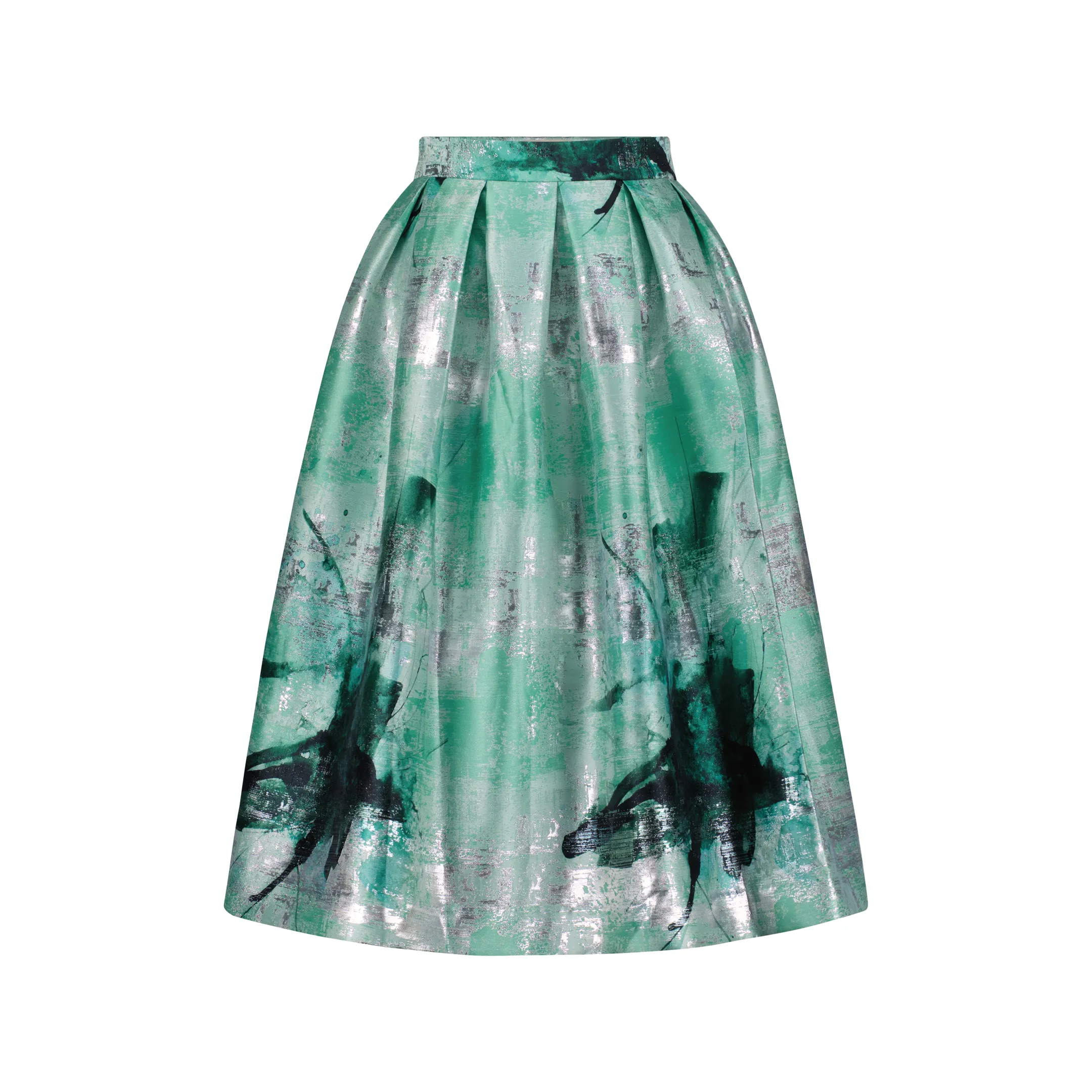 Bouffant Silk Midi Skirt - Mint Green