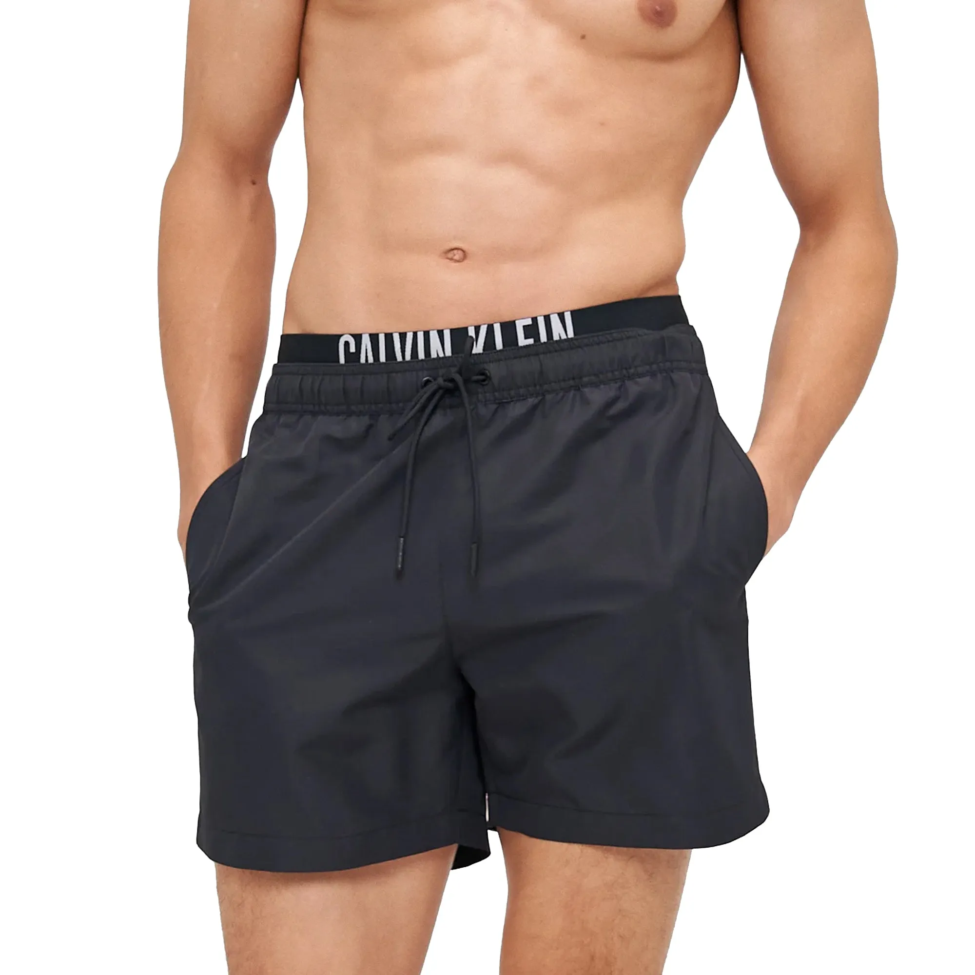Calvin Klein Double Waistband Swim Shorts Black