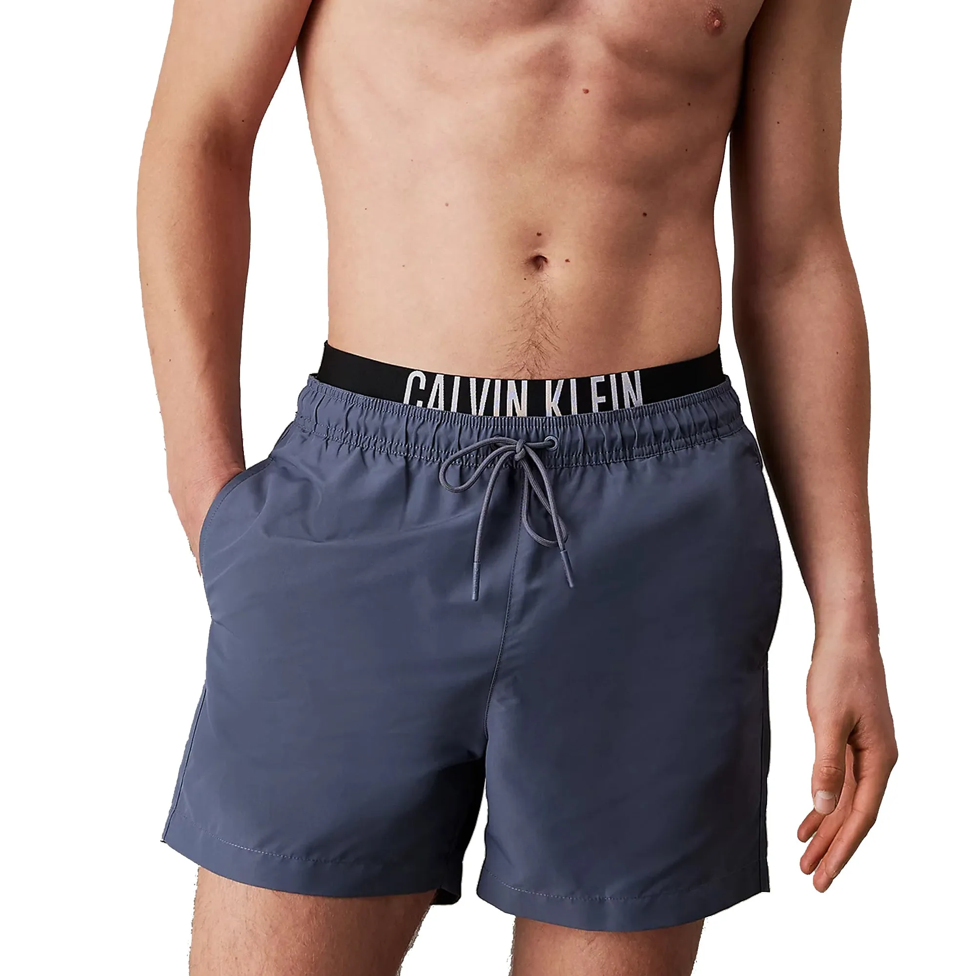 Calvin Klein Double Waistband Swim Shorts Grisaille