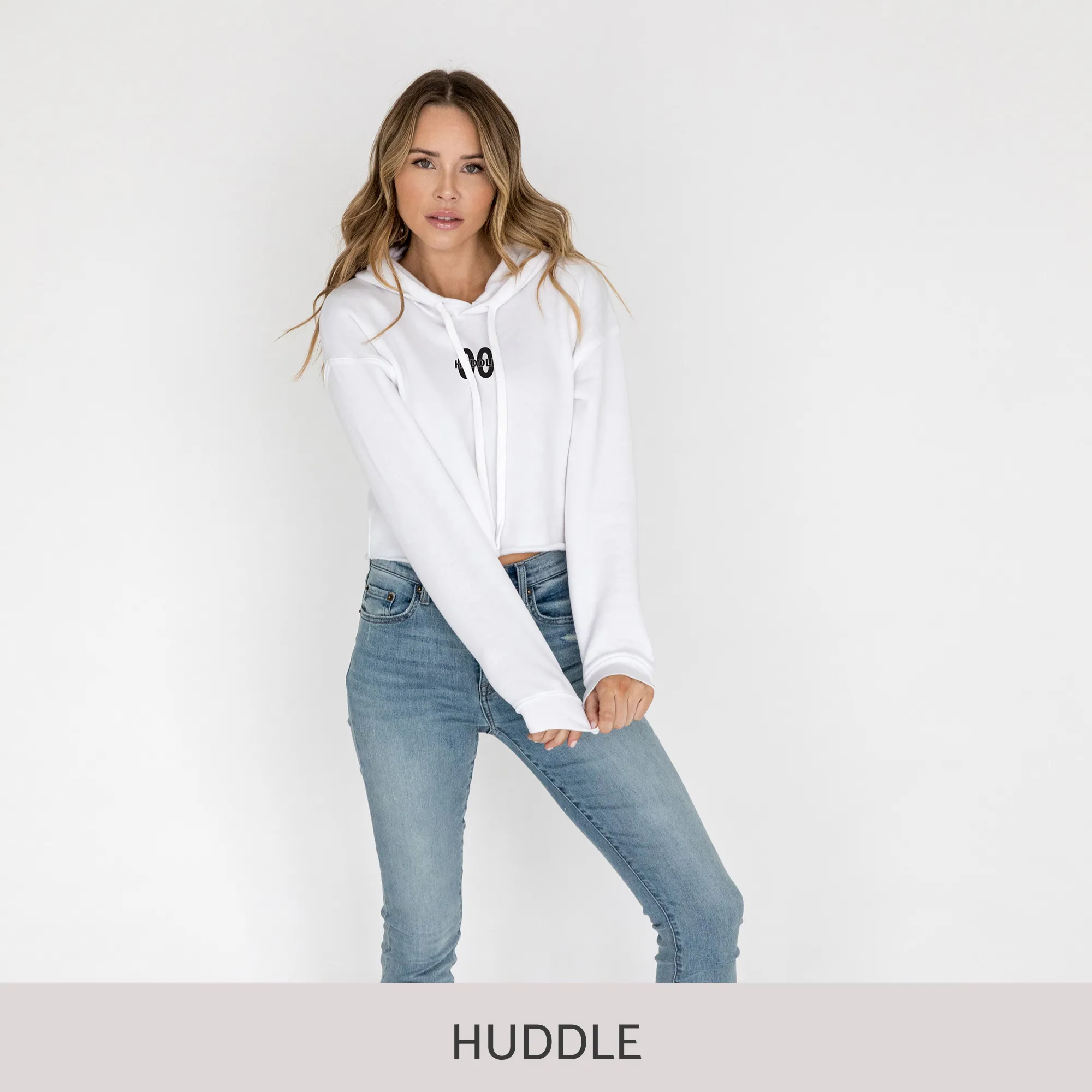 Crop Hoodie in White