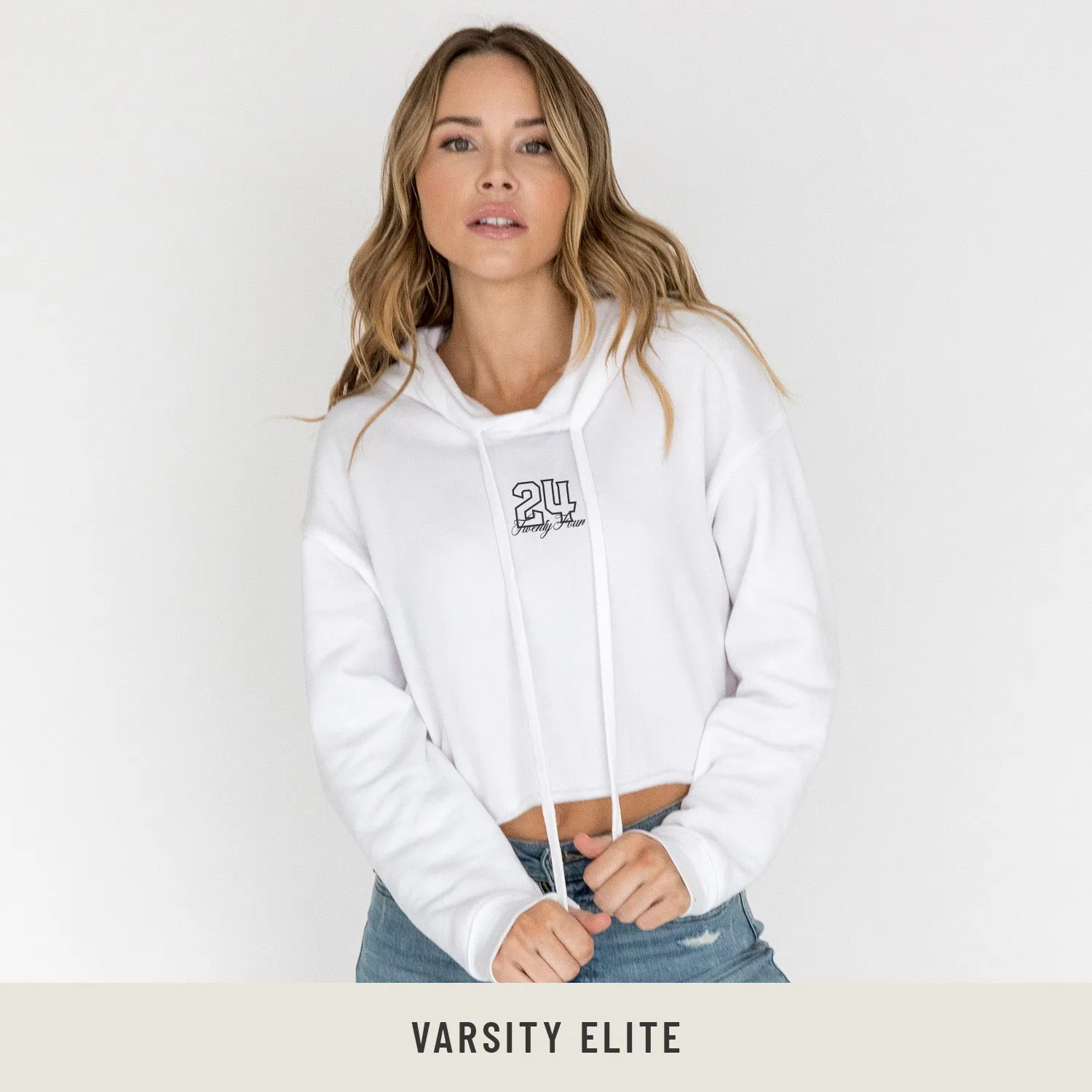 Crop Hoodie in White