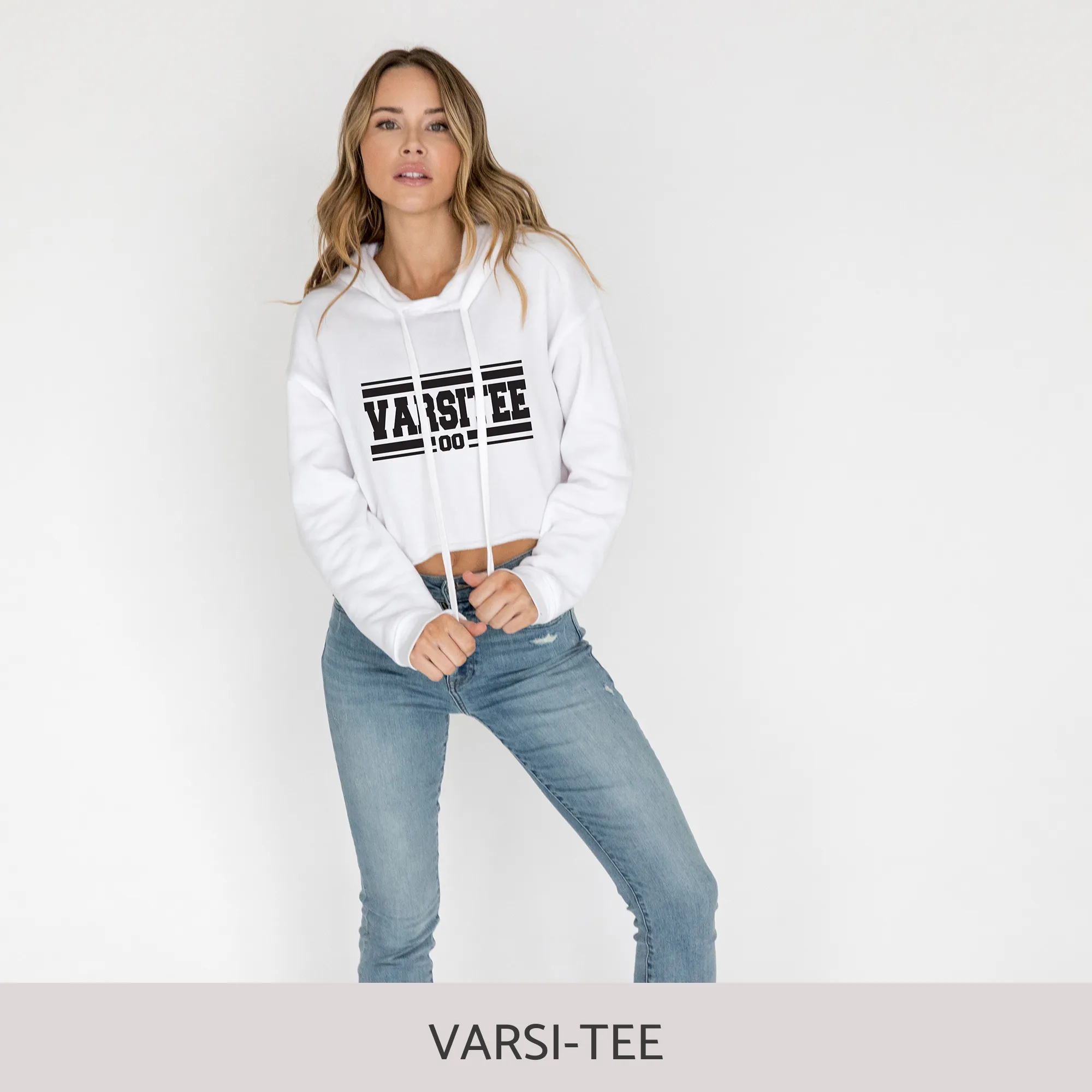 Crop Hoodie in White