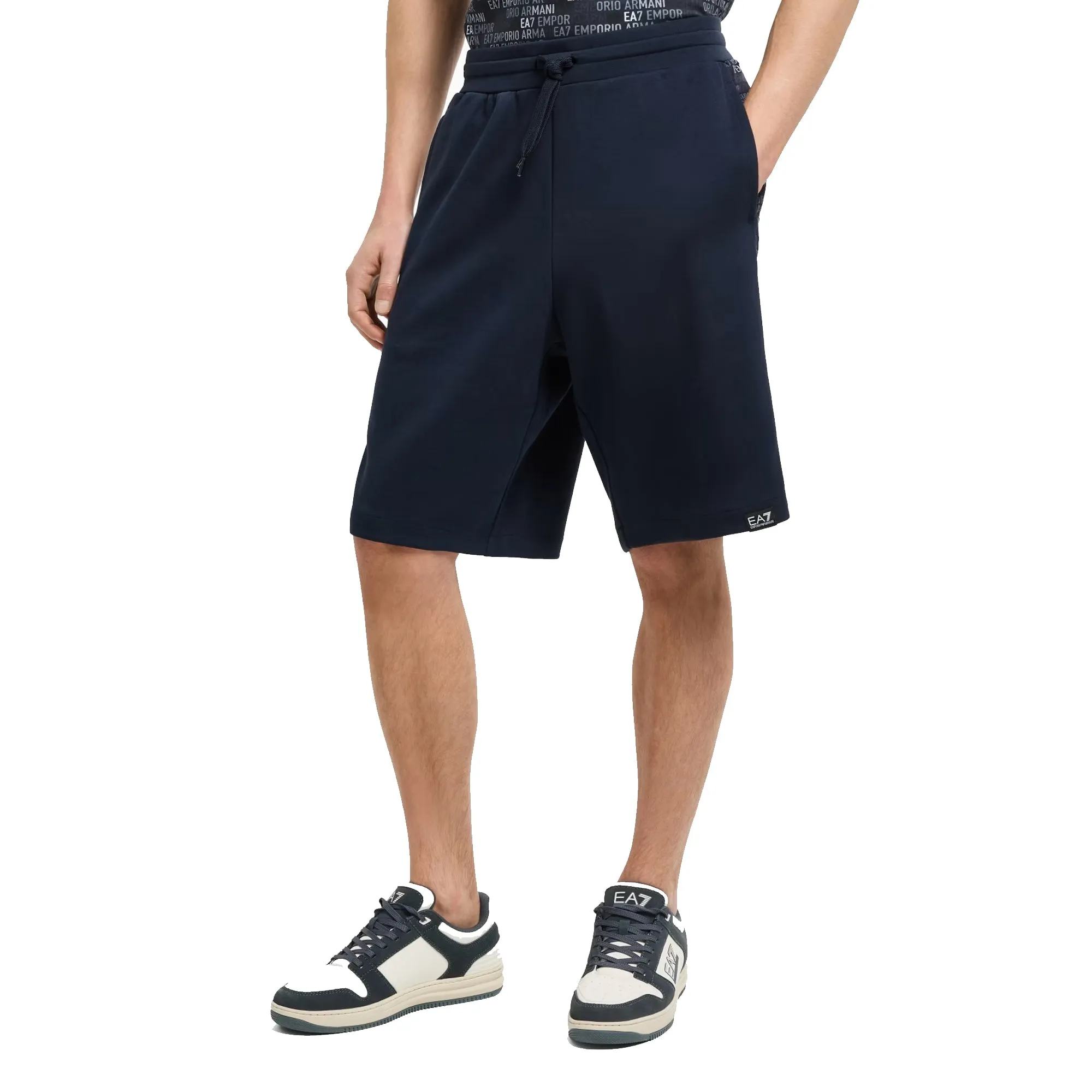 EA7 Emporio Armani Logo Series Monogram Print Bermuda Shorts Armani Blue