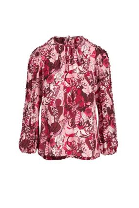 Gardenia Blouse - Burgundy Groovy Blooms