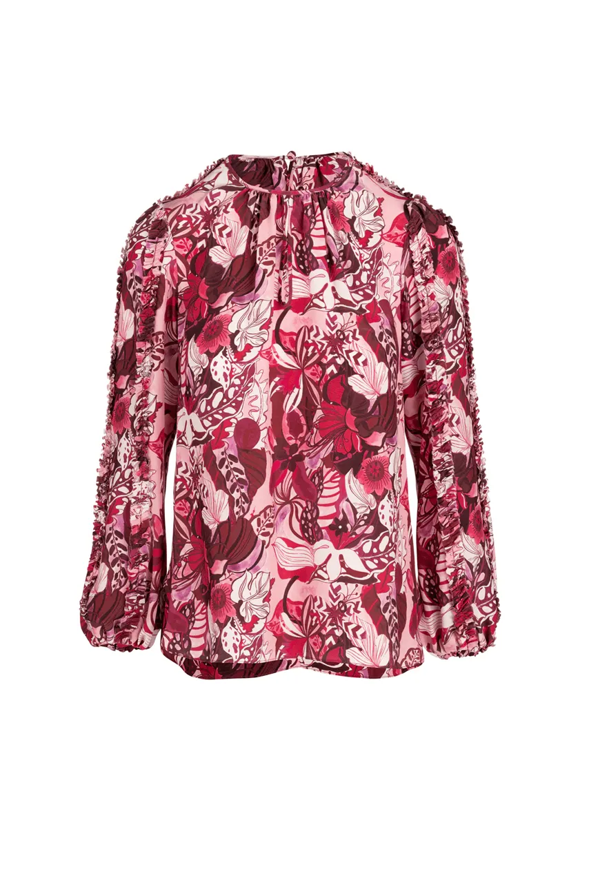 Gardenia Blouse - Burgundy Groovy Blooms