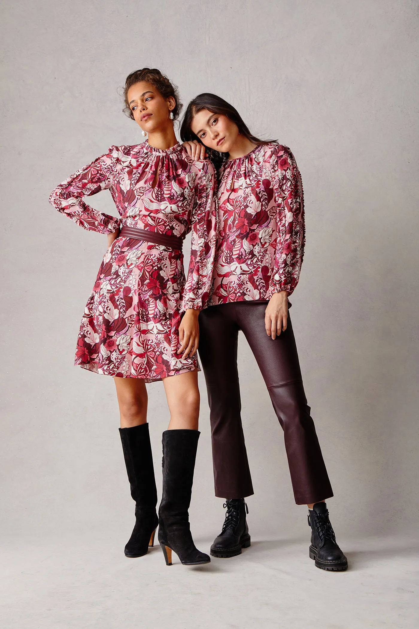 Gardenia Blouse - Burgundy Groovy Blooms