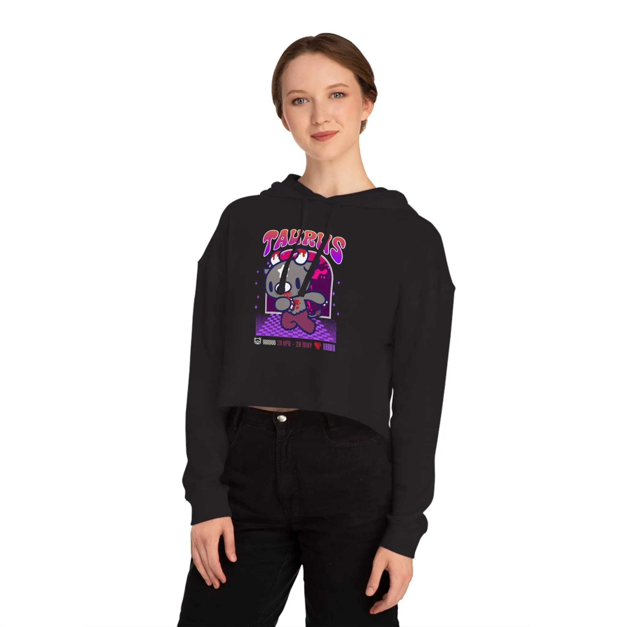 gloomy Taurus Zodiac Women’s Cropped Hooded Sweatshirt