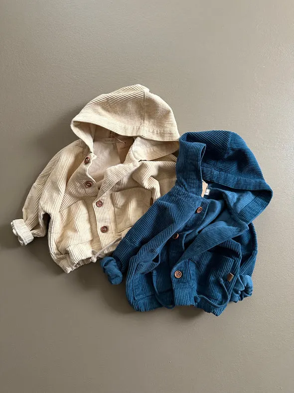 HOODED CORDUROY JACKET | MIDNIGHT