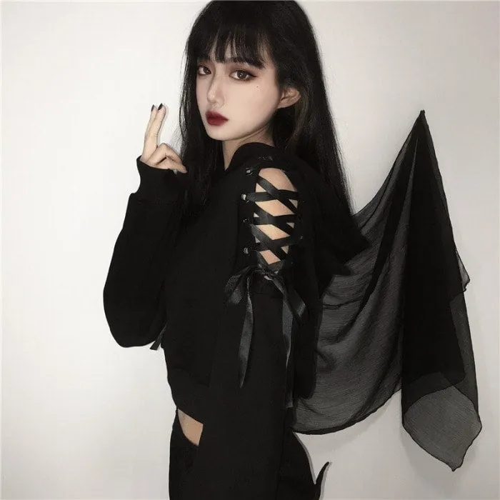 Kawaii Cat Ear Off Shoulder Crop Top Hoodie