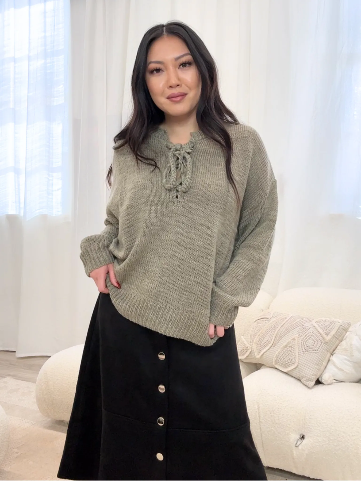 Leonie Lace-Up Sweater