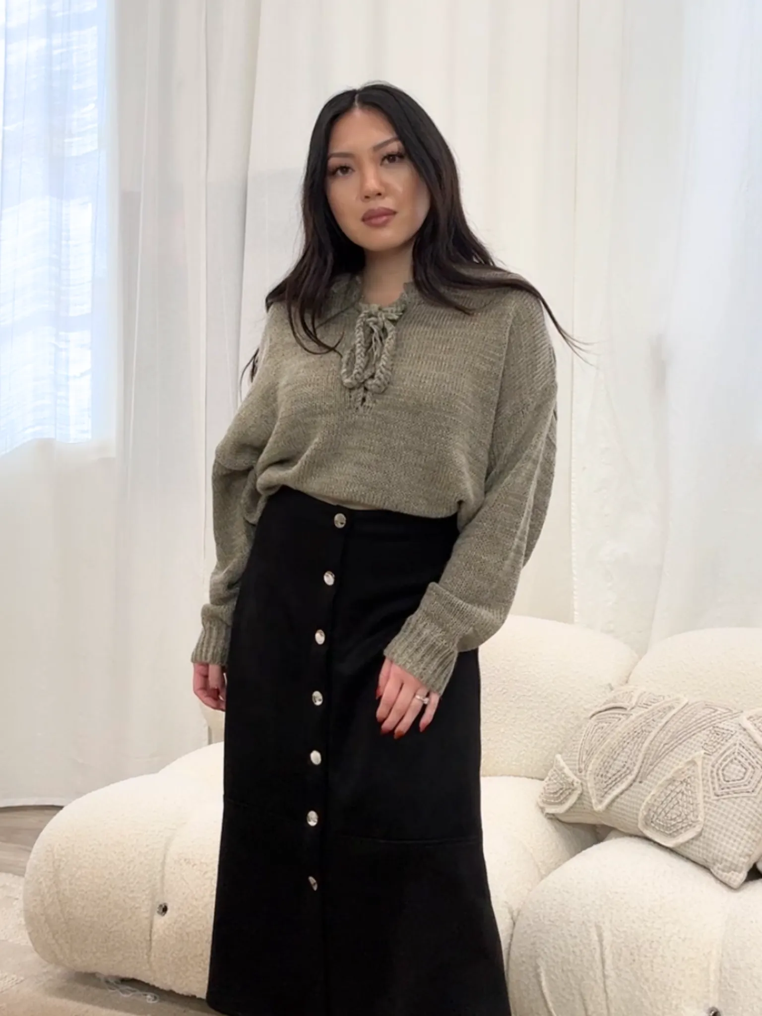 Leonie Lace-Up Sweater