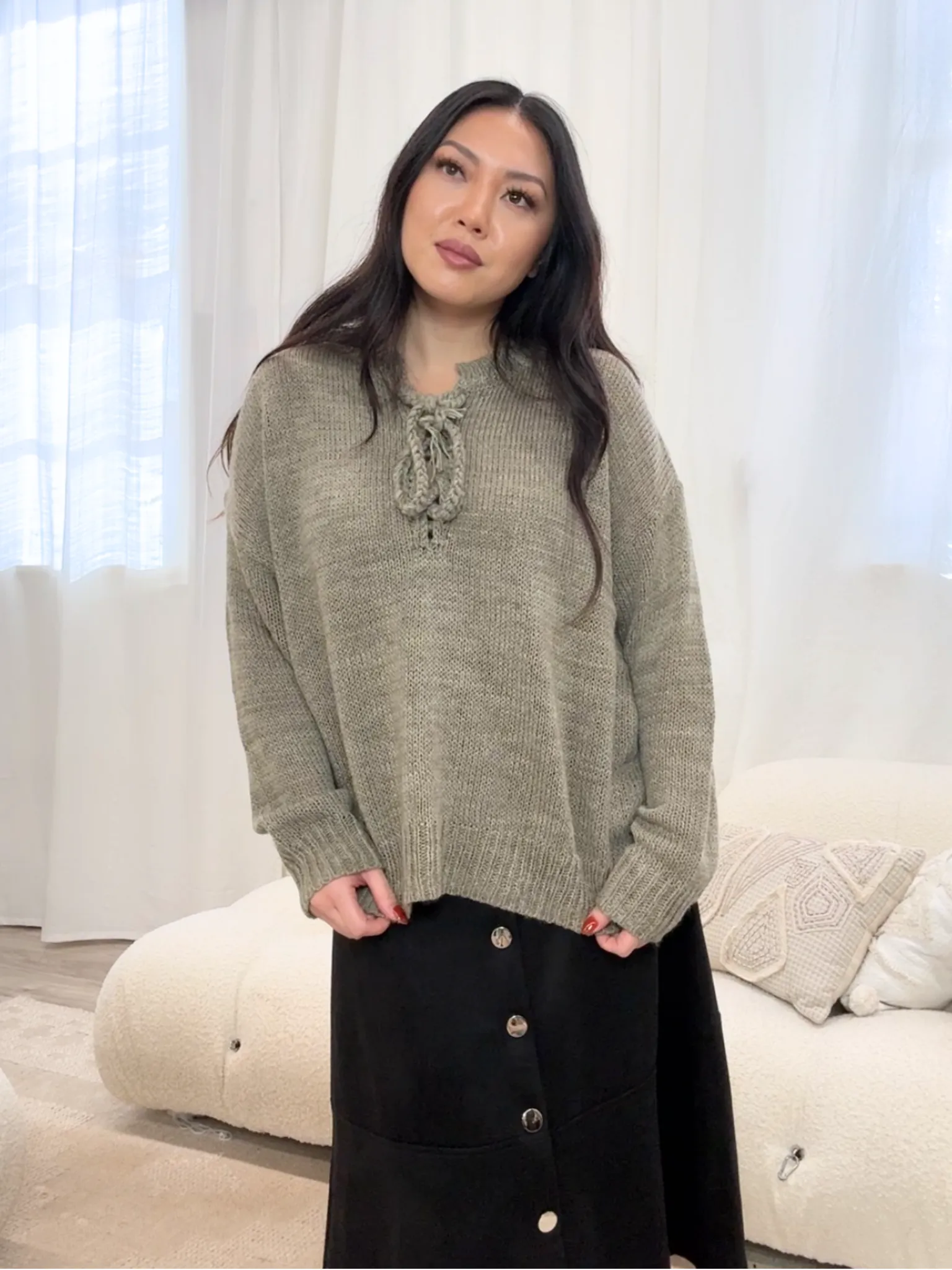 Leonie Lace-Up Sweater
