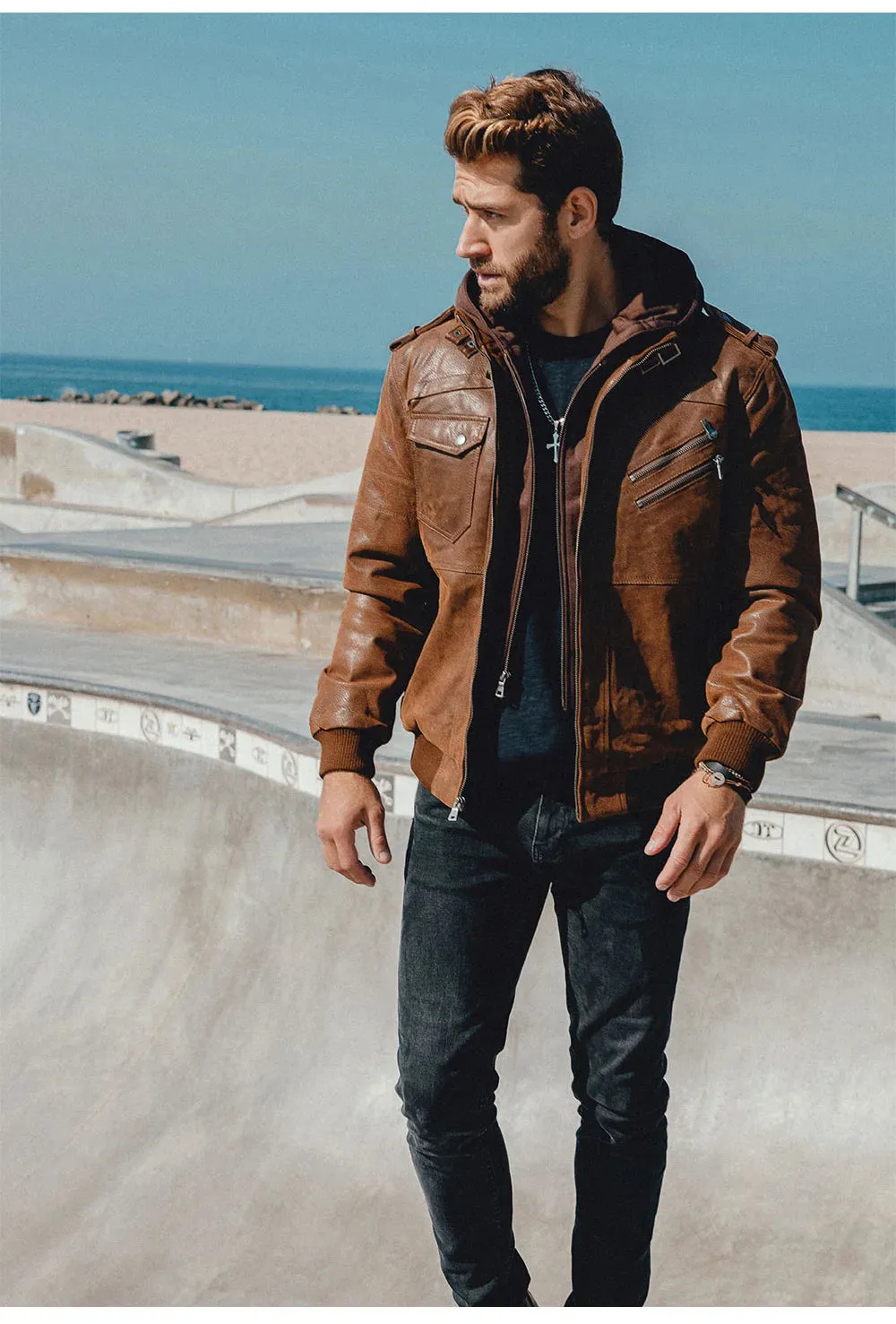 Men's Real Leather Jacket Men Motorcycle Removable Hood winter coat Men Warm Genuine Leather Jackets