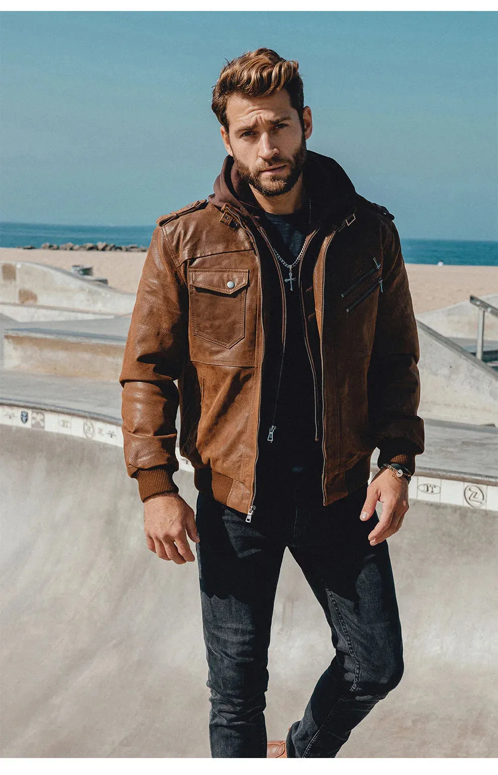 Men's Real Leather Jacket Men Motorcycle Removable Hood winter coat Men Warm Genuine Leather Jackets