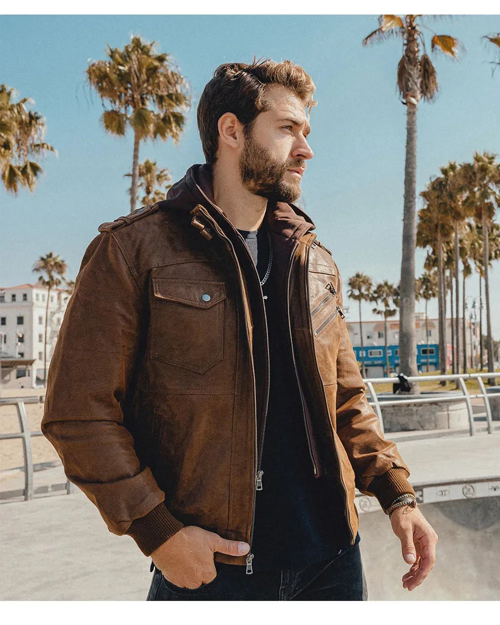Men's Real Leather Jacket Men Motorcycle Removable Hood winter coat Men Warm Genuine Leather Jackets