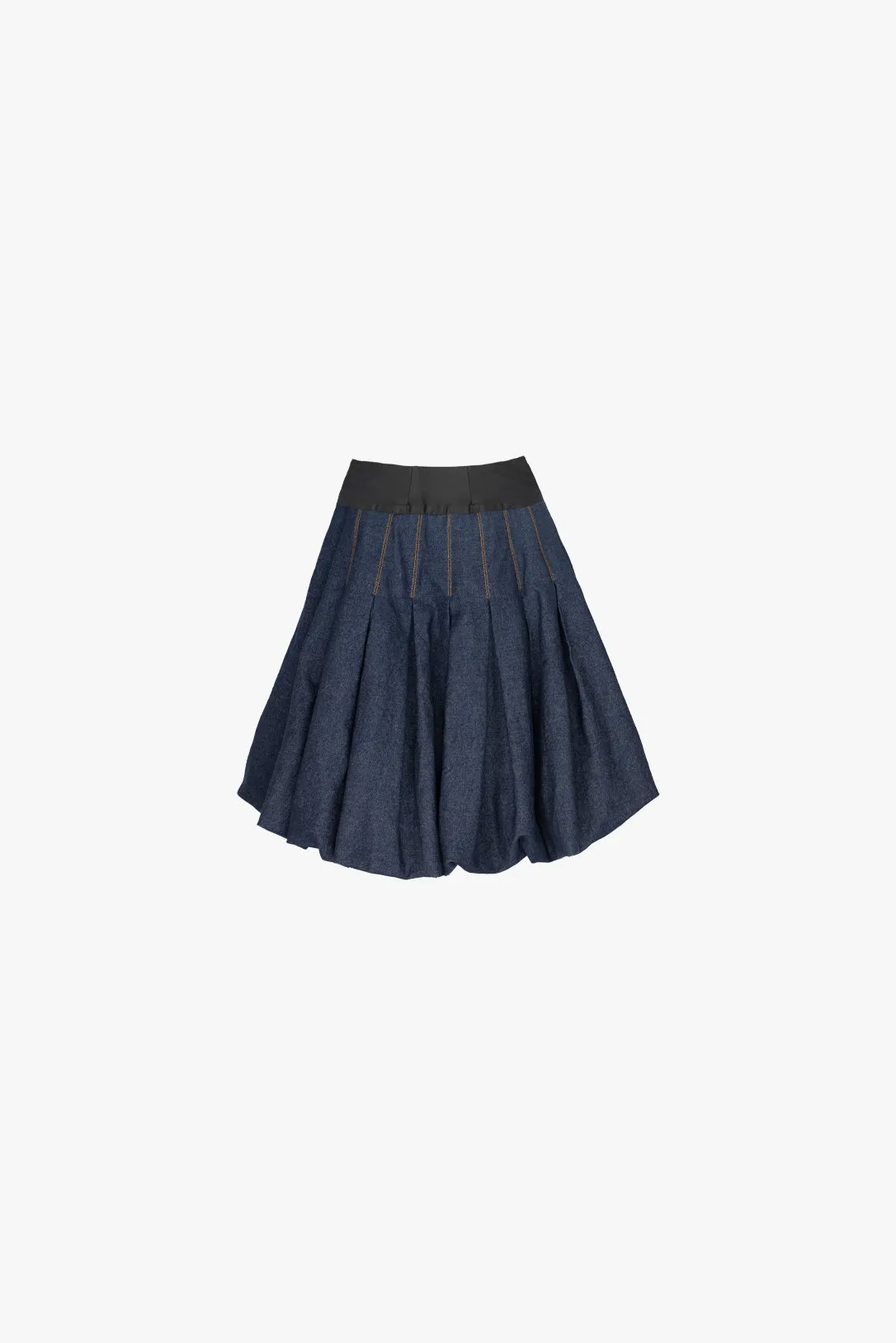 Millie box-pleated denim skirt