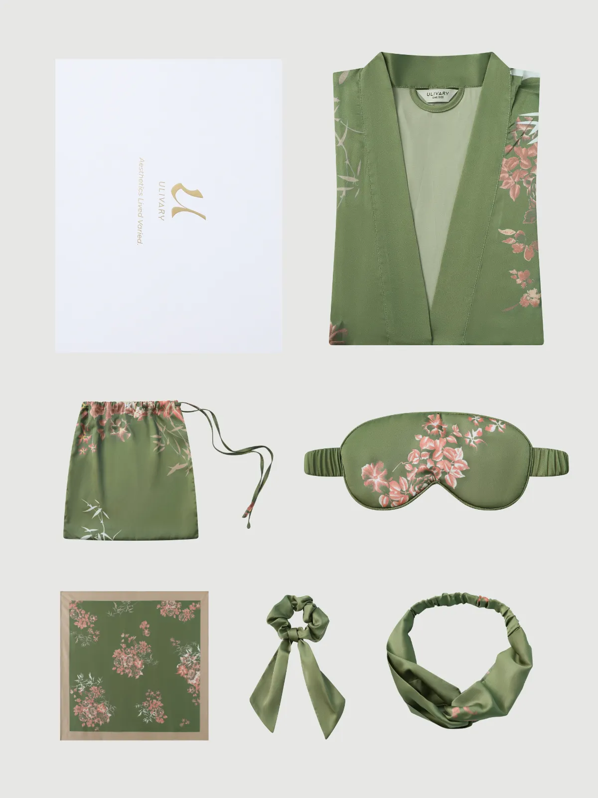 Short Kimono Robe Olive