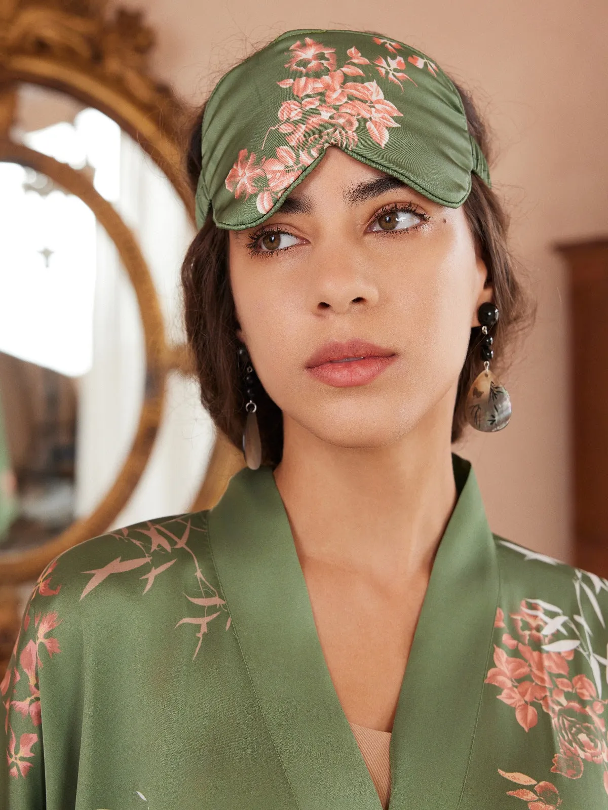 Short Kimono Robe Olive