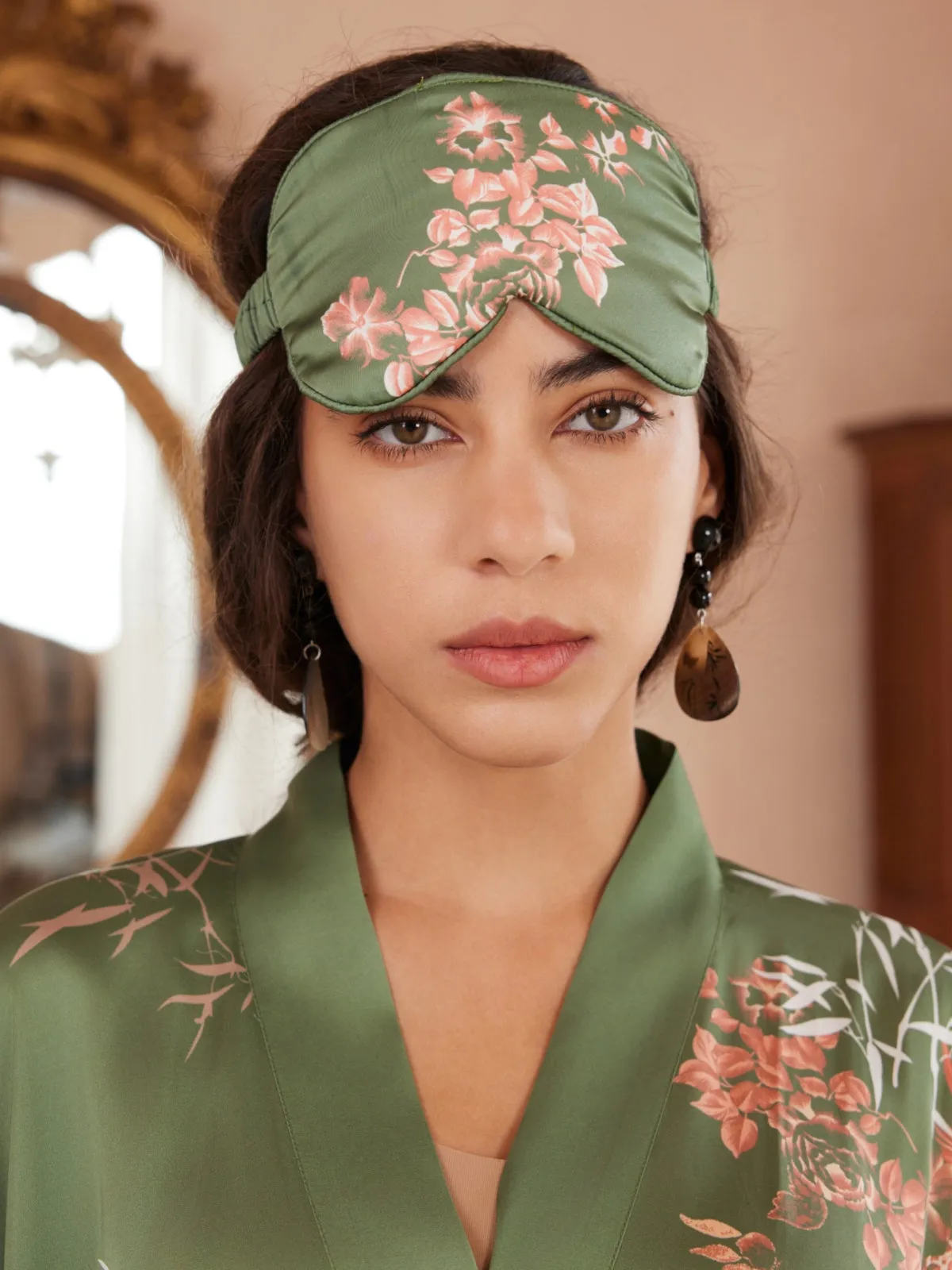 Short Kimono Robe Olive