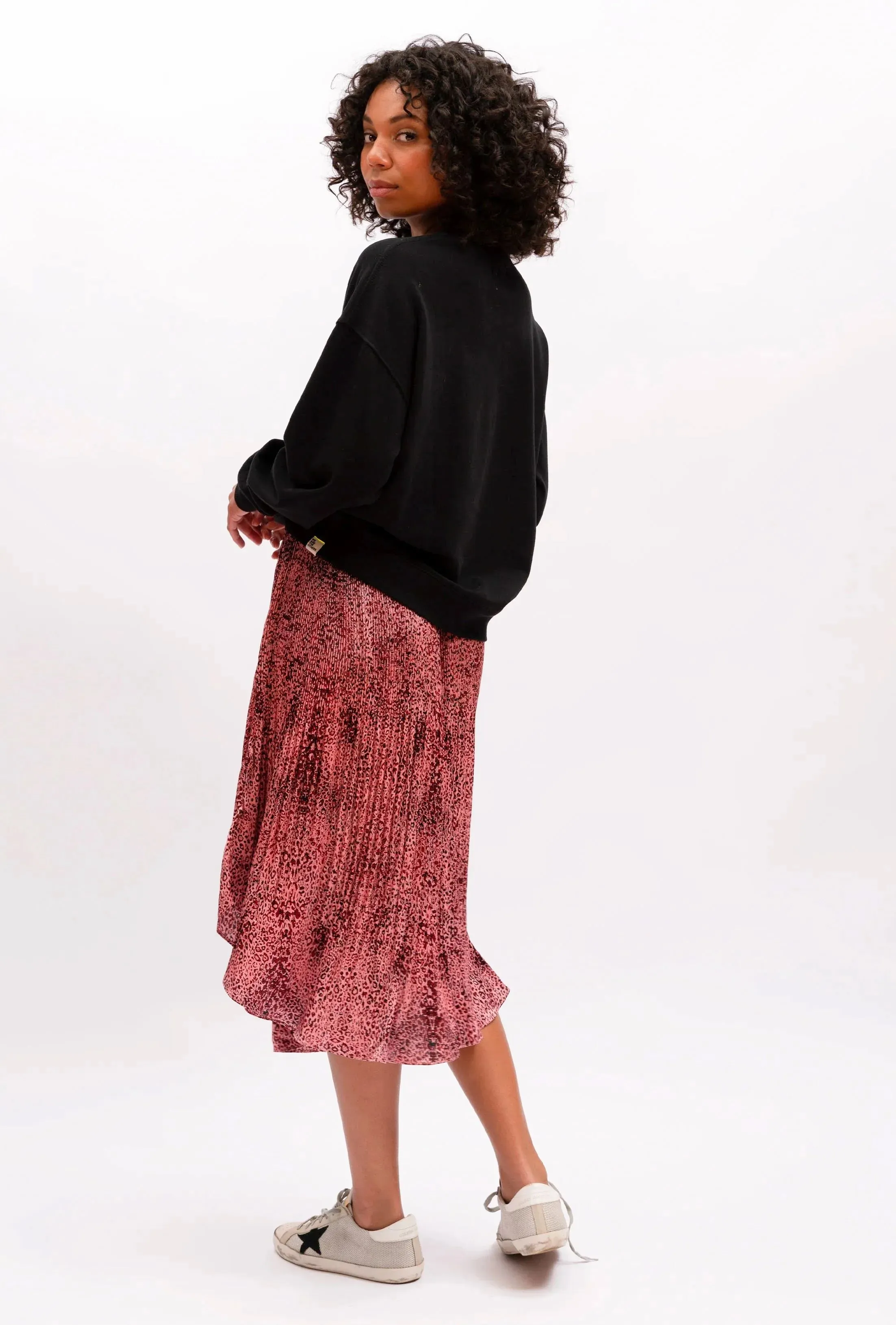 We Are The Others Gina Pleat Skirt | Pink Leopard
