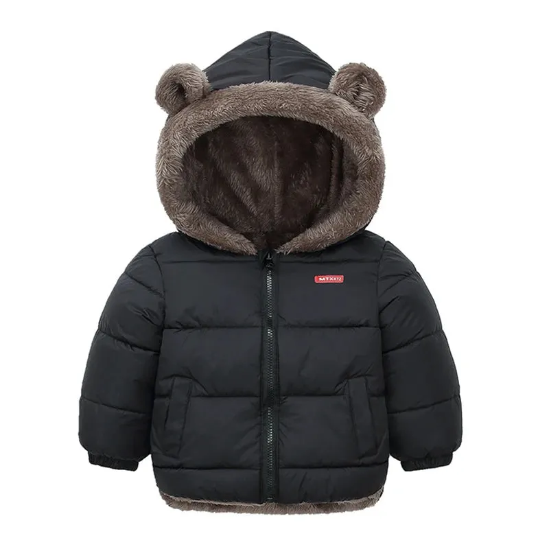 Winter Kids Thicken Jackets For Girls Coats Boys Jackets Plus Cashmere Jackets Toddler Hooded Outerwear Infant Children Clothes