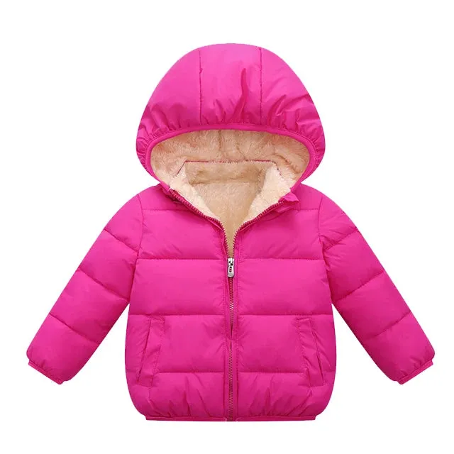 Winter Kids Thicken Jackets For Girls Coats Boys Jackets Plus Cashmere Jackets Toddler Hooded Outerwear Infant Children Clothes