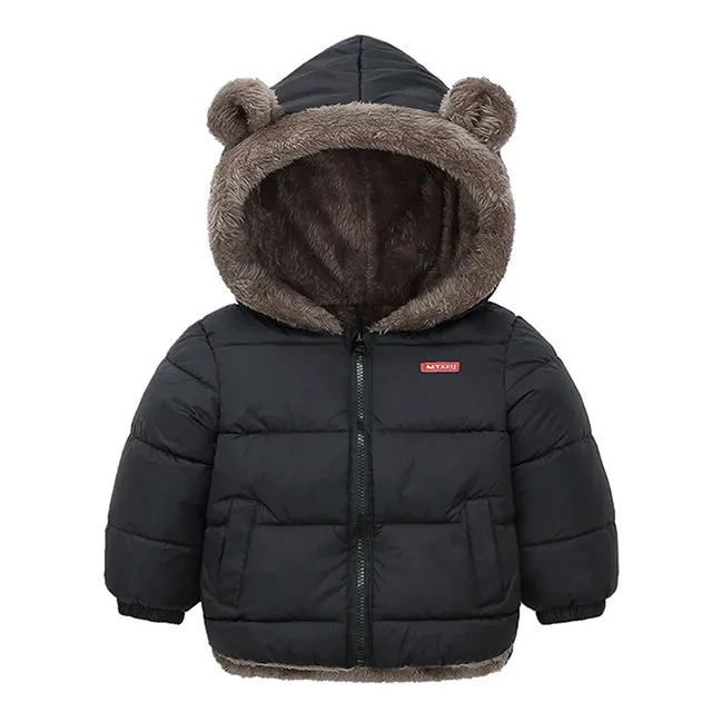 Winter Kids Thicken Jackets For Girls Coats Boys Jackets Plus Cashmere Jackets Toddler Hooded Outerwear Infant Children Clothes