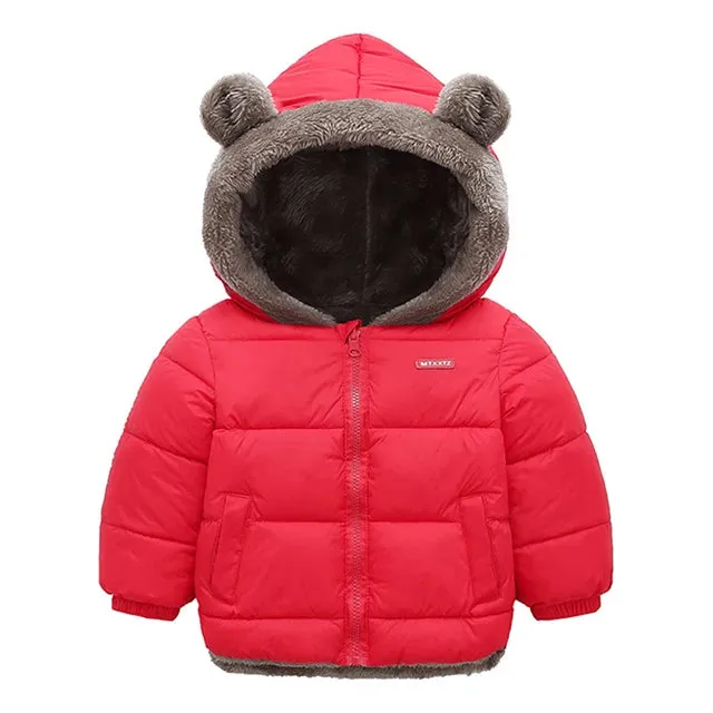 Winter Kids Thicken Jackets For Girls Coats Boys Jackets Plus Cashmere Jackets Toddler Hooded Outerwear Infant Children Clothes